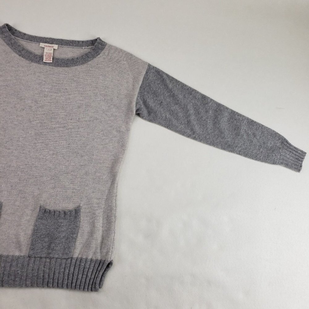 Sundance Cashmere Angora Blend Sweater Womens Small Gray Wool Pocket Pullover - Picture 3 of 8